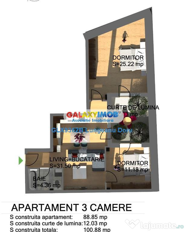 Apartament 3 camere, 100 mp, Centrala, Boxa, Nou 2023