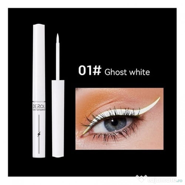 Tus de ochi colorat, Derol, Eyeliner lichid, 01 Ghost White, 4 ml