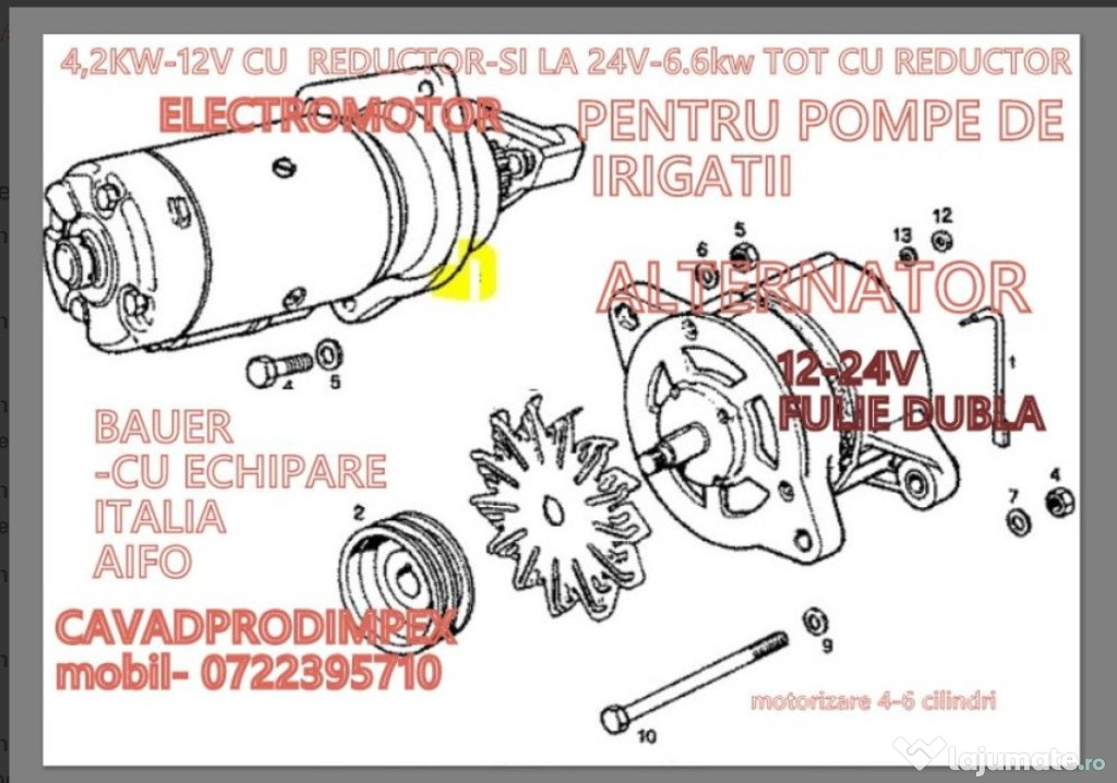 Alternator si electromotor Aifo sisteme irigatii Bauer noi