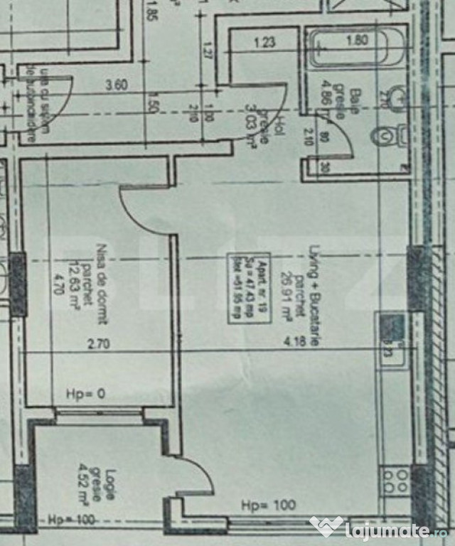 Apartament 2 camere, etaj intermediar, orientare Estica, zon