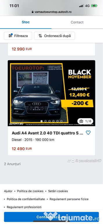 Audi A4 2016 Anul fabricație preț 15.000 €