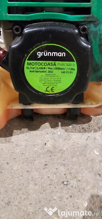 Motocoasa pe benzina, Grunman PNBC520-3, 2 timpi, 1.45 kW, 2 CP, 2021