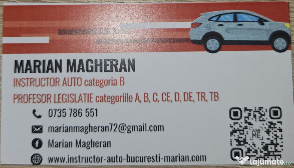 Instructor Auto & Profesor Legislație Rutieră-Școala Șoferi