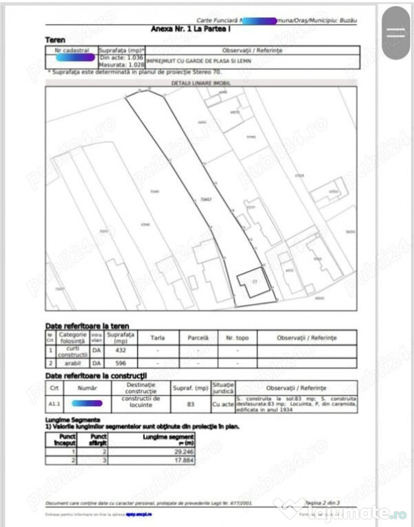 Oportunitate teren intravilan constructie! 1028 mp buzau, dorobanti