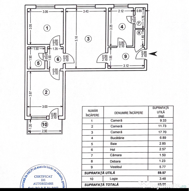 Vand apartament 3 camere