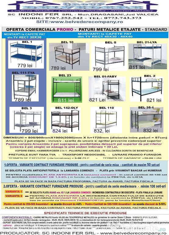 Paturi Metalice Suprapuse in stoc - diverse modele!