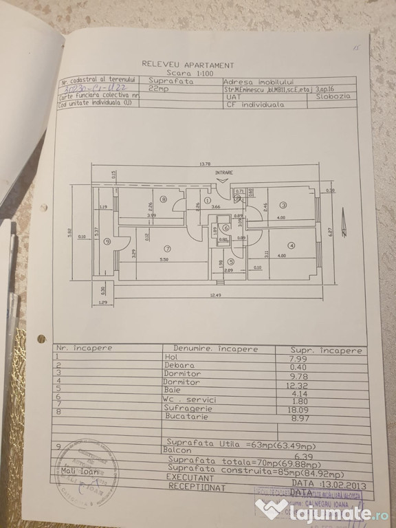 Vând apartament cu 3 camere în cartier MB-uri