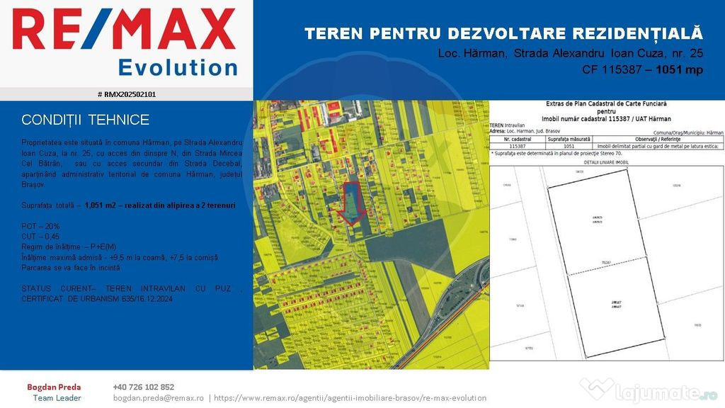 Comision 0 Teren 1,051mp | Harman Al.I.Cuza |