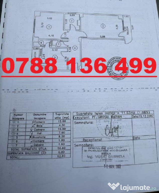 2 camere Confort 1 Decomandat 2 balcoane 63 mp - Buzaului