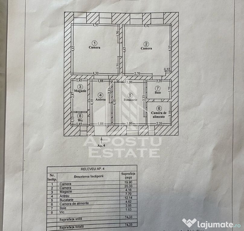 Apartament 3 camere, curte comuna, toate utilitatile, zon...