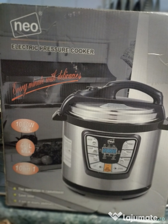 Oală sub presiune electrică marca Neo de 6 litri 250 roni.