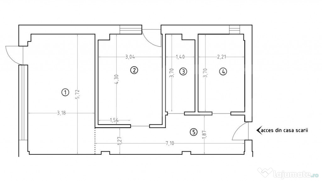 Apartament de vanzare, cu 2 camere, 55 mp, zona Veteranilor