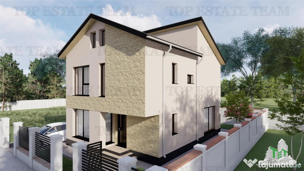 Vila pe stil modern, individuala cu 4 camere , 3 bai , Livin