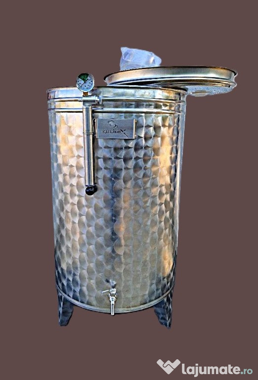 Butoi Inox Alimentar cu capac flotant pneumatic pentru vin 150 litri