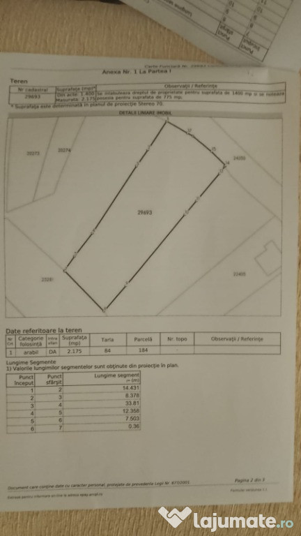 Teren intravilan Sat Stejaru 2175mp