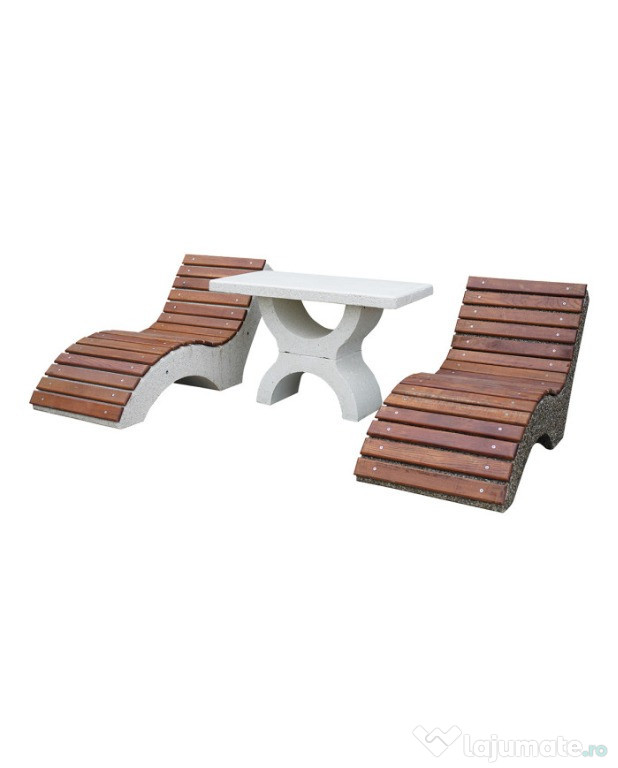 Set mobilier de grădină din beton și lemn