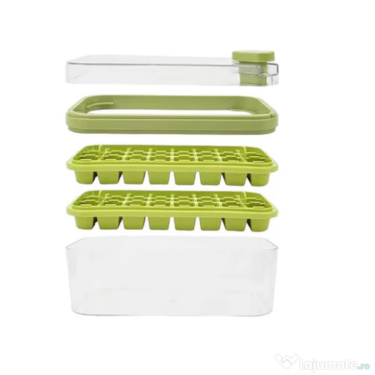 Tava cu capac pentru 60 cuburi de gheata Doonly, 24 x 14 x 11 cm, plas
