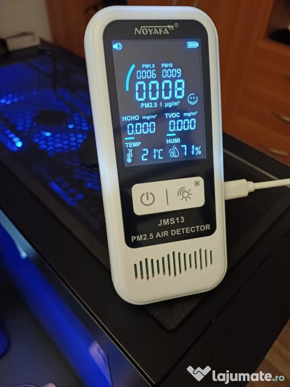 Senzor de calitate a aerului, Noyafa, PM2.5, JMS-13, LCD, Alb