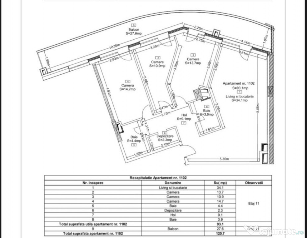 Apartament 4 camere, 93,1 mp, Ansamblu Rezidential, Zorilor