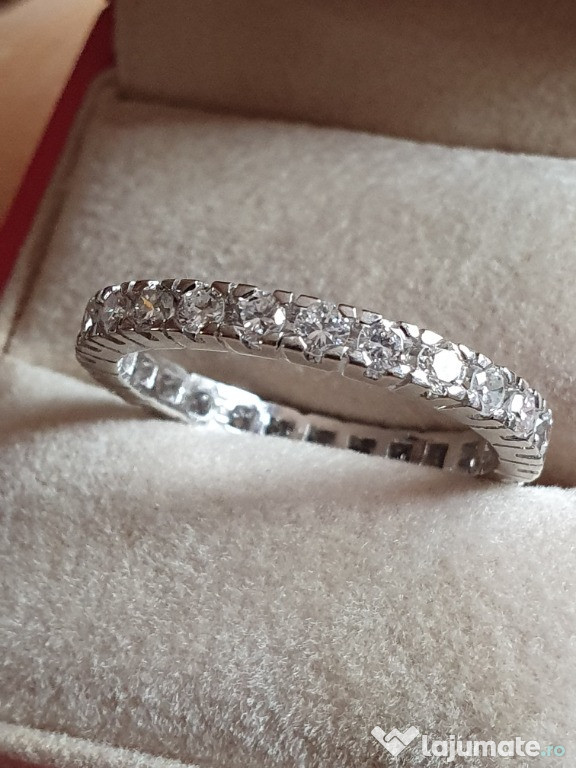 Inel Eternity verigheta Memory aur alb 18k cu diamante naturale 1,3ct