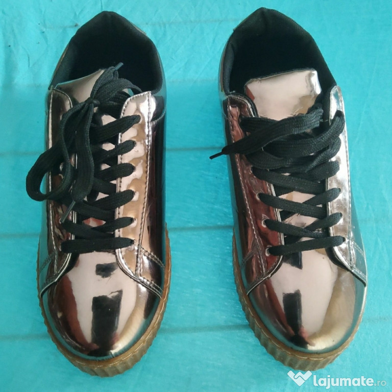 Adidași Sneakers Adam's culoare aurie lucioasa metalica