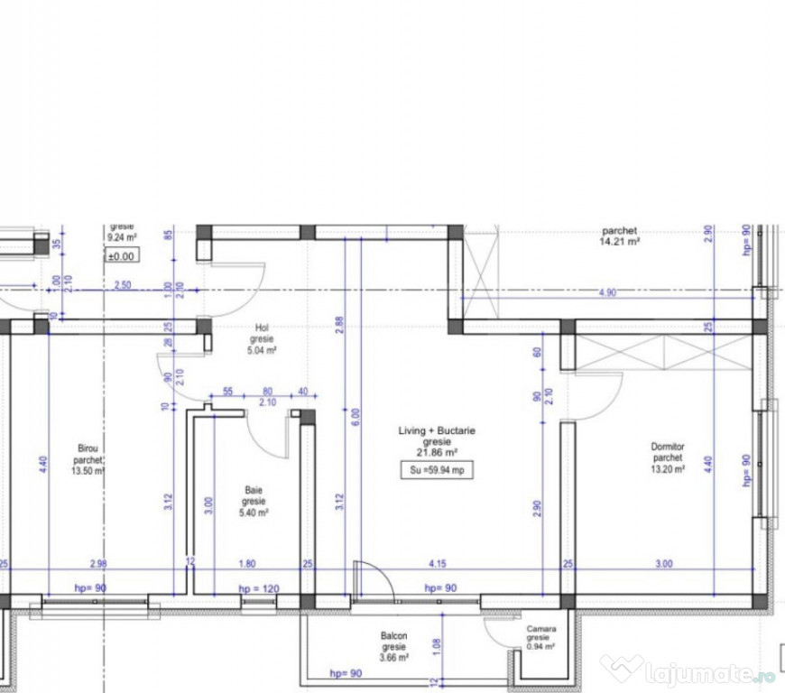 Apartament FINISAT de 3 camere, CF disponibil, 60 mp, zona C