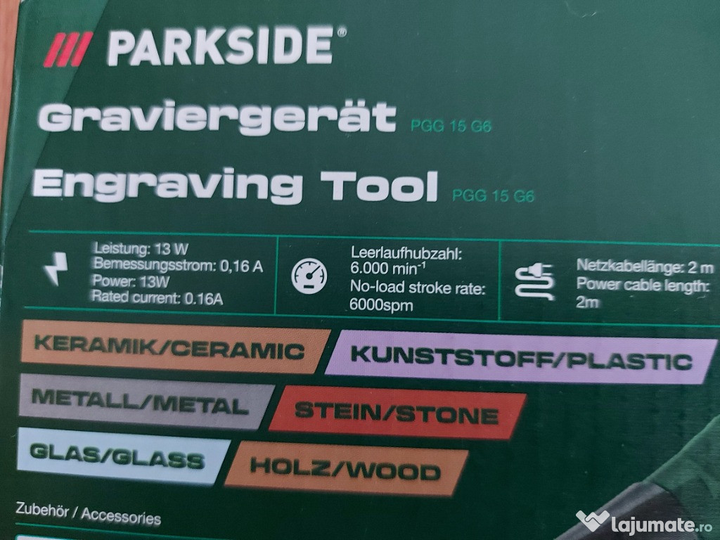 Aparat pentru gravura pe sticla, fier, lemn piatra etc Parkside 13 W 6