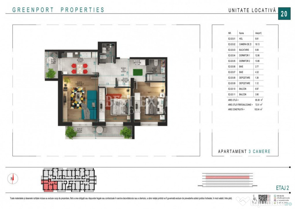 3 Camere Direct Dezvoltator -Incalzire in Pardoseala