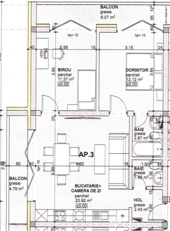 Apartament 3 camere, 2 bai, decomandat Calea Moldovei se vi