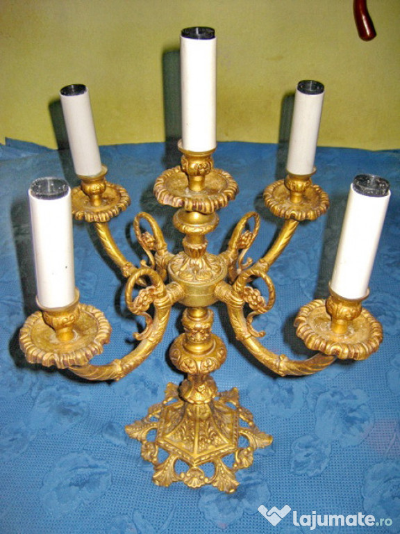 6268-Lampadar electric 5 brate Franta BRONZ AURIT.