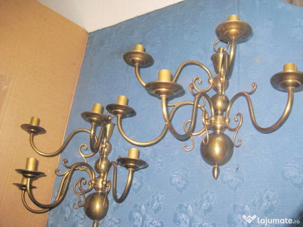 7451-Set 2 Aplice electrice mari cu 5 brate bronz.