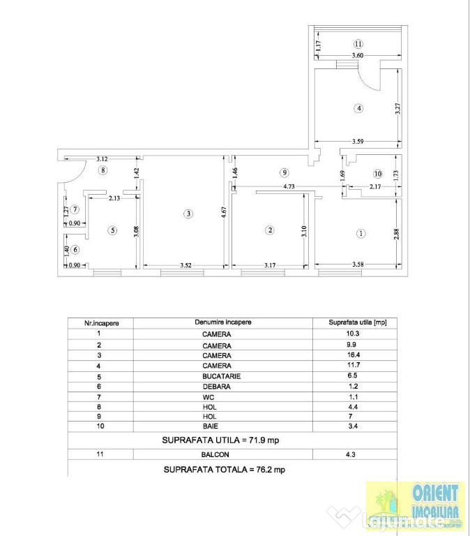 Tomis Nord, Tic Tac, 4 camere, apartament de vanzare