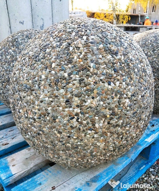 Bolard din beton sferic aspect piatra naturala-45cm