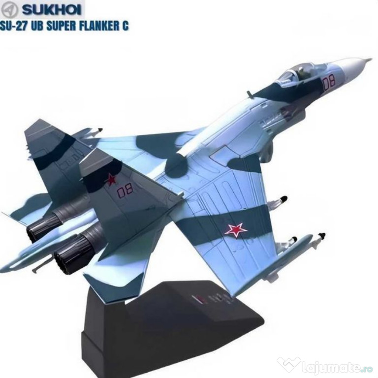 Macheta avion metalica Su-27 UB Super Flanker C scara 1:100 21 cm