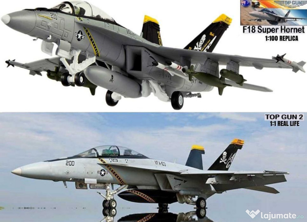 Macheta avion metalica F/A-18F Super Hornet Top Gun Pirate Ghost 1:100