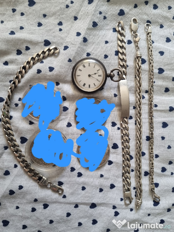 Bratara argint barbati ,monede/ceas argint,insigne baionete