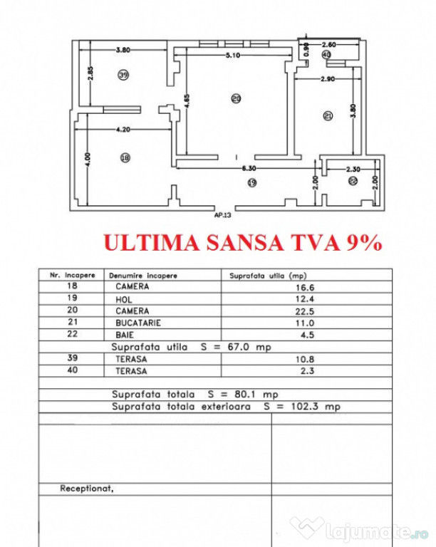 * ULTIMA SANSA TVA 9% * Apartament 2 camere situat in zona B