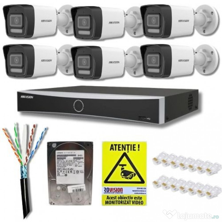 Kit supraveghere Hikvision HiLook 4 camere IP 4MP PoE IR 30m IP67 si N