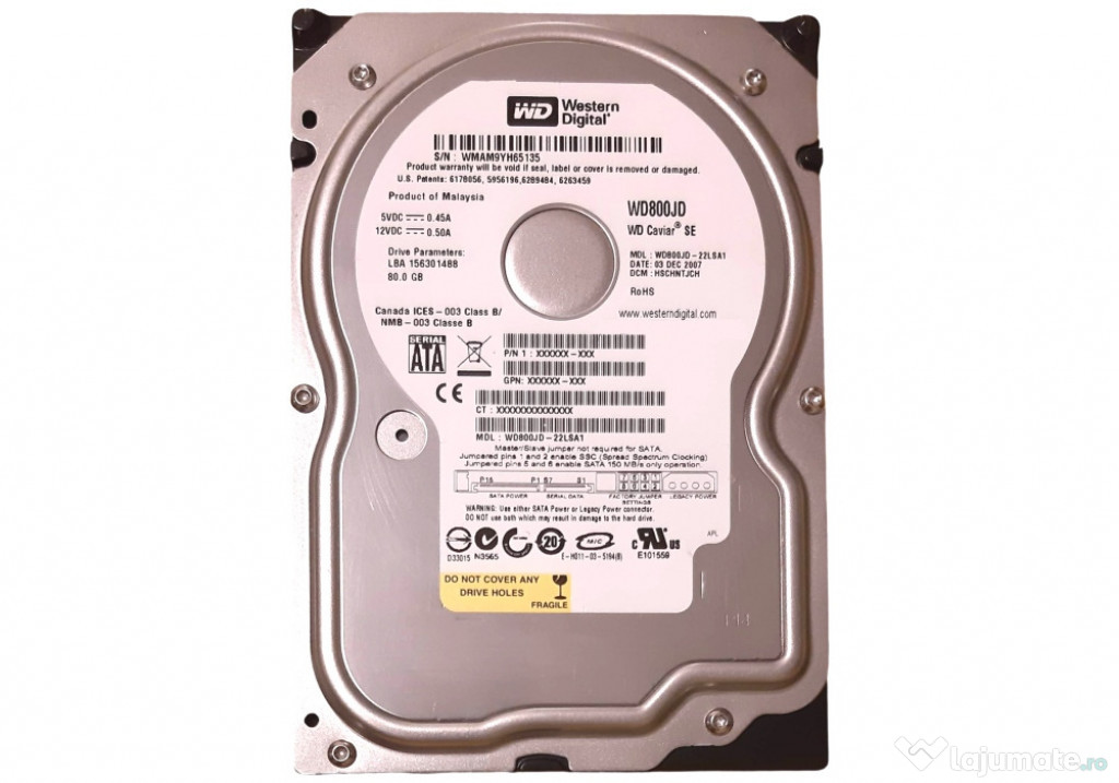 Hard disk HDD Western Digital WD800JD 80GB SATA-II 7200RPM 8MB 3.5inch