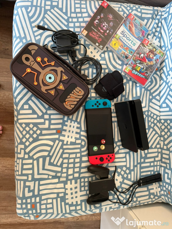 Nintendo Switch OLED + 3 Jocuri Fizice + 1 Digital