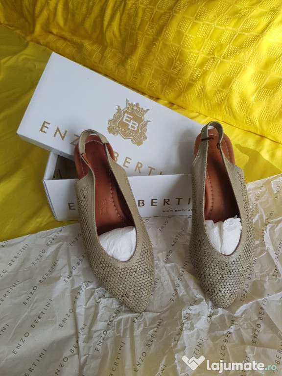 Pantofi piele class Enzo Bertini Original 37 Khaki model imprimat