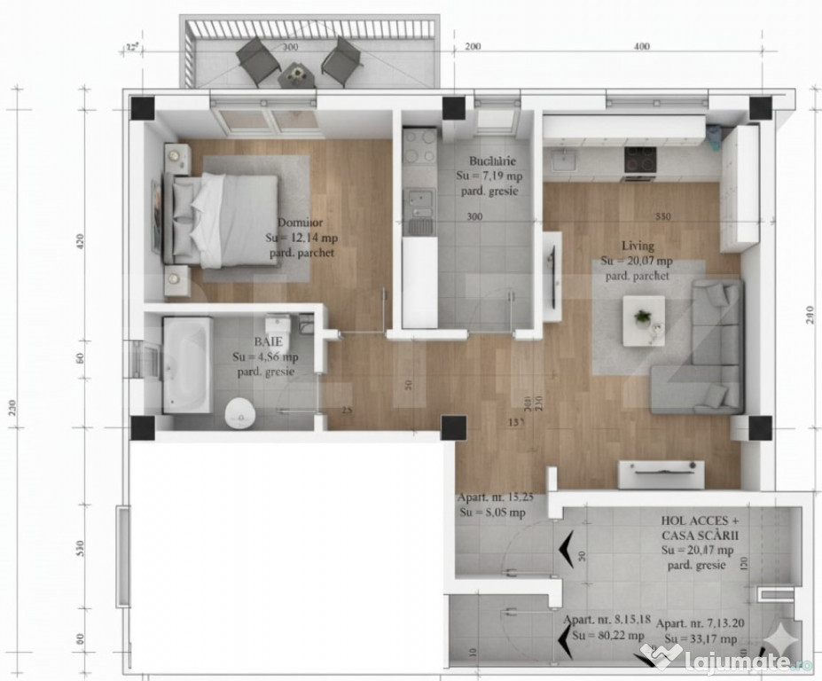 Apartament 2 camere bloc nou - parcare si balcon