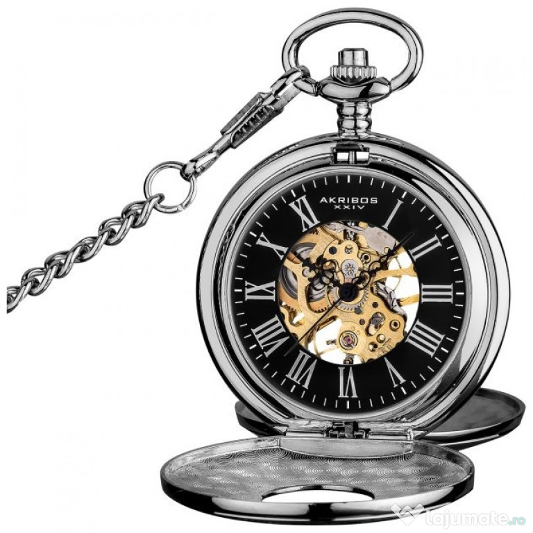 Ceas de buzunar clasic schelet | Akribos XXIV AK609 - Eleganță care ba