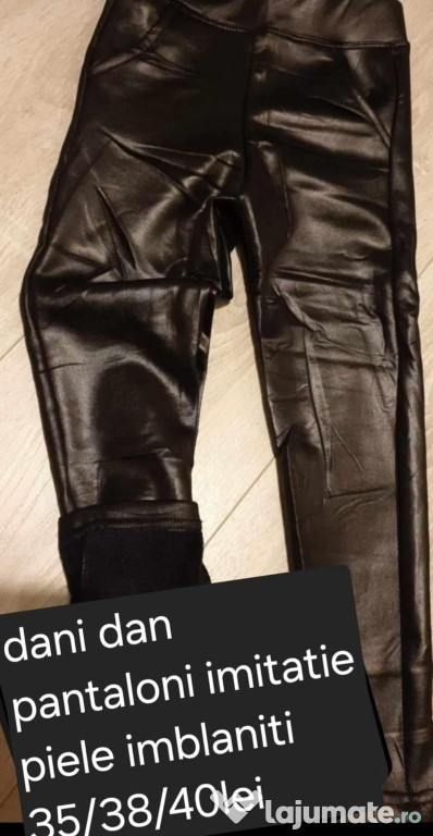 Pantaloni piele imblaniti