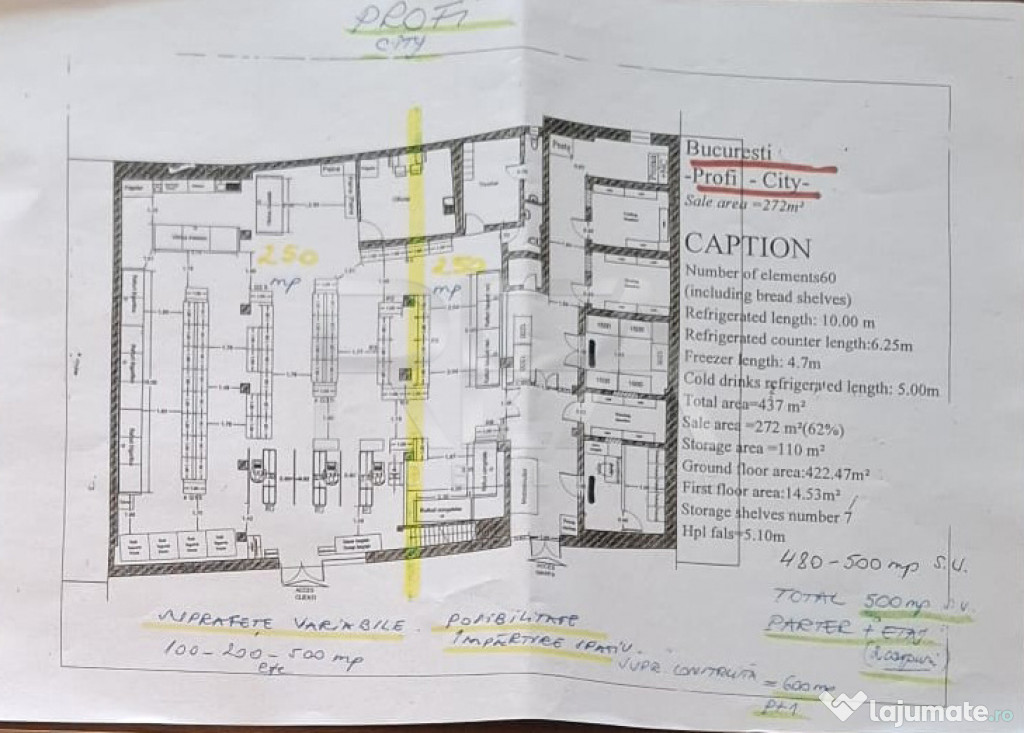 SPATIU COMERCIAL 500 mp de la 10 euro/mp PENTRU MARKET ZONA