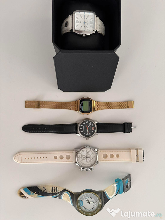 Lot 5 ceasuri de mana quartz - Police, TIMEX, Swatch