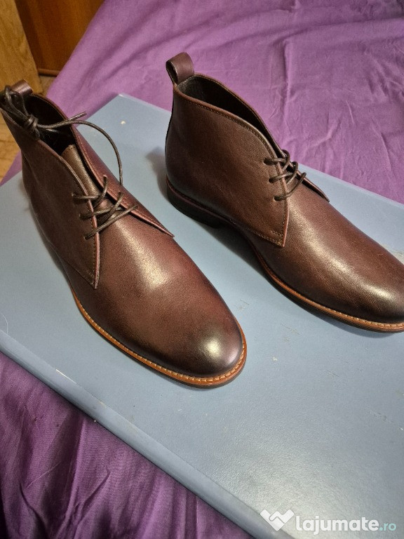 Ghete barbatesti, Omnio Atelier, piele naturala, noi, marime 46