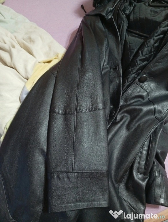 Haină de piele lunga