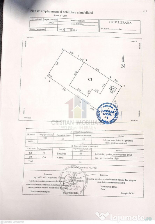 Casa 43 mp, teren 127 mp, deschidere 8 m, Radu Negru-Buzaulu