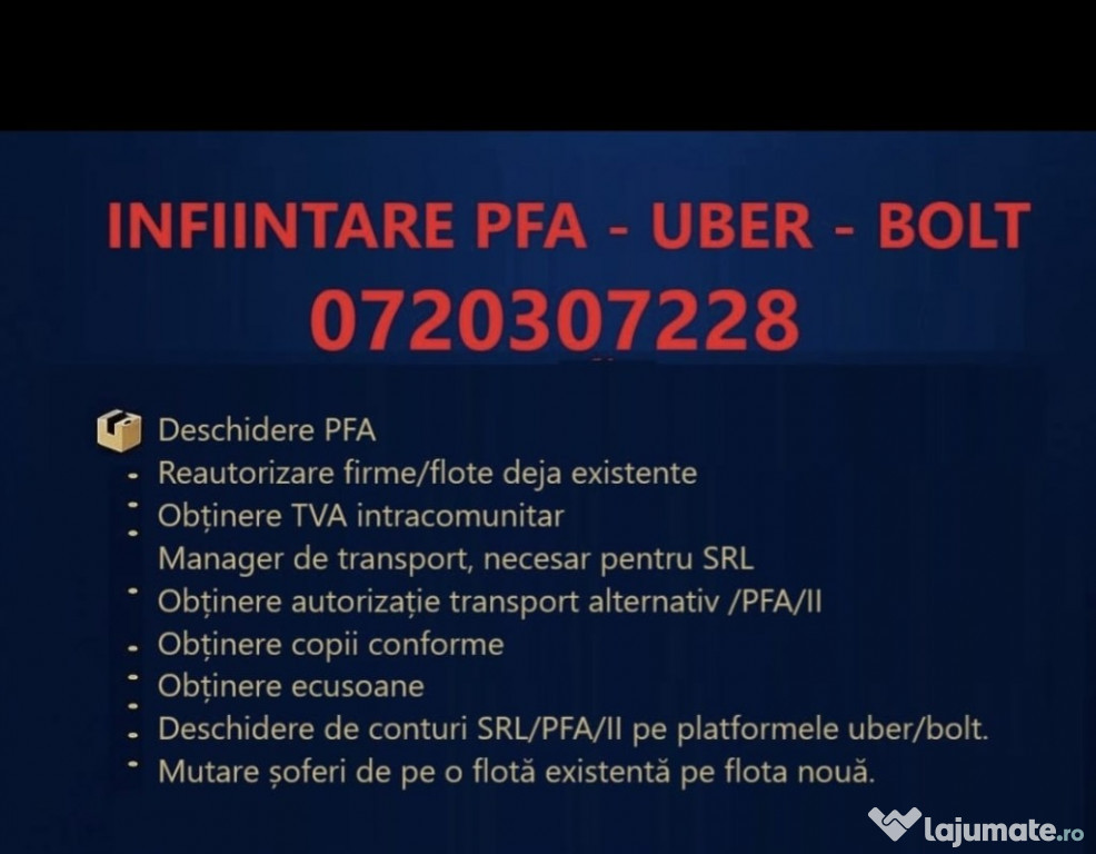 Contabilitate Uber + Bolt + Pfa